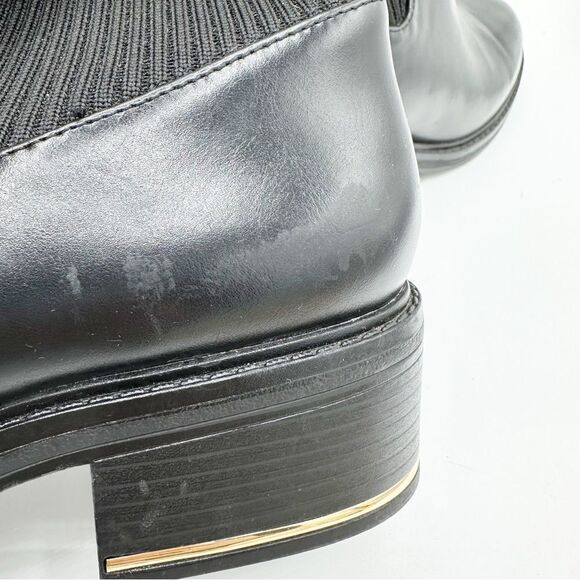 Zara Metal Trim Chunky Heel Black Chelsea Ankle Boots Sz 41 10.5 - Picture 8 of 15